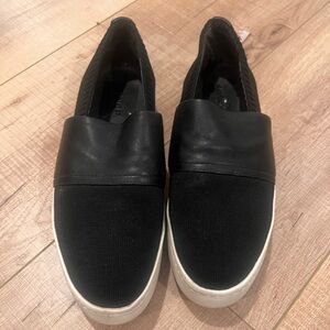Vince Womens 8.5 Platform Slip On Shoes Mesh Leather Sneakers Black Whit…